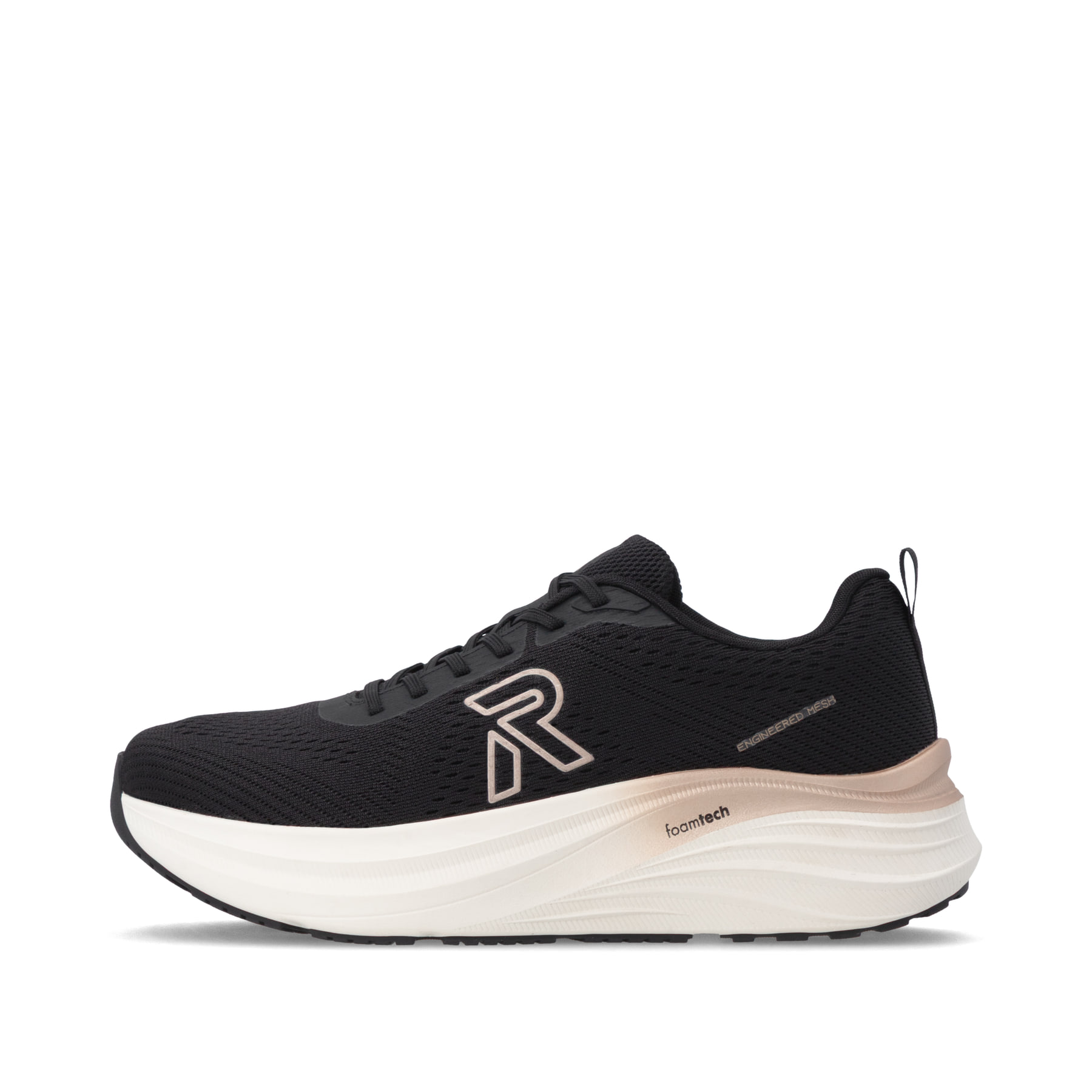 Schwarze Rieker Sport Damen Sneaker Low W4101-01. Schuh Außenseite.