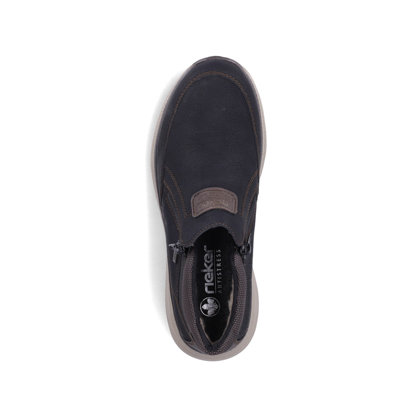 Schwarze Rieker Herren Kurzstiefel B1852-00 mit wasserabweisender TEX-Membran. Schuh von oben.