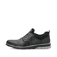 Schwarze Rieker Herren Slipper 14450-00 mit Gummizug sowie Komfortweite G 1/2. Schuh Außenseite.