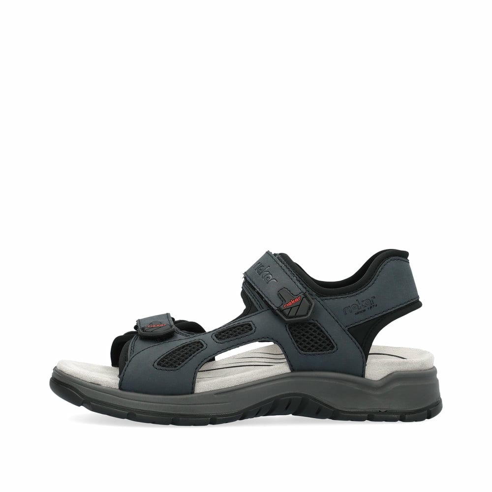 Blaue Rieker Herren Trekkingsandalen 26955-14 mit einem Klettverschluss. Schuh Außenseite.