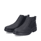 Schwarze Rieker Herren Kurzstiefel 33452-00 aus Glattleder. Schuhpaar seitlich schräg.