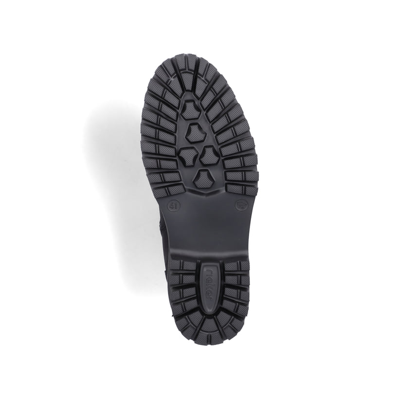 Schwarze Rieker Herren Schnürstiefel 30424-00 aus Rauleder. Schuh Laufsohle.