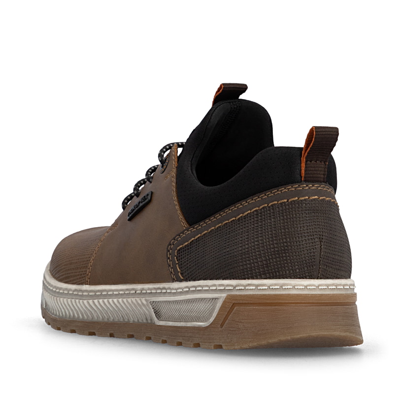 Mocassins Rieker marron hommes 37050-23 avec membrane RiekerTEX hydrofuge. Chaussure vue de l'arrière.