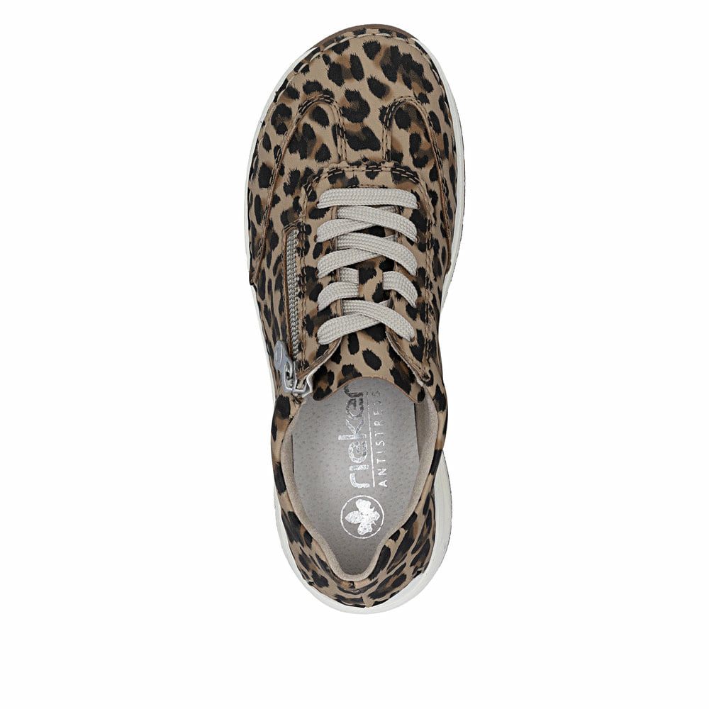 Mehrfarbige Rieker Damen Schnürschuhe 44500-90 mit Rieker Air Sohlenfenster. Schuh von oben.