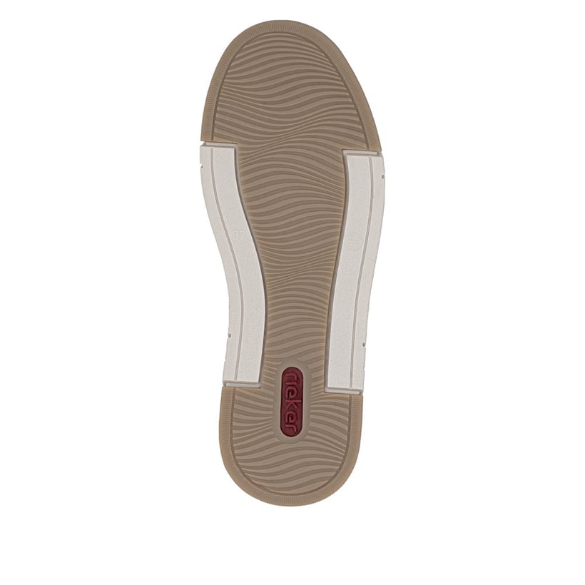 Baskets montantes Rieker dorées femme N3945-93 avec détail décoratif. Semelle extérieure de la chaussure.