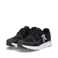 Schwarze Rieker Damen Sneaker Low M9000-00 mit einer Gummischnürung. Schuhpaar seitlich schräg.