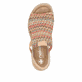 Mehrfarbige Rieker Keilsandaletten 69172-92 mit einem Gummizug. Schuh von oben.
