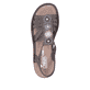 Graue Rieker Damen Riemchensandalen 608G9-47 mit einem Elastikeinsatz. Schuh von oben.