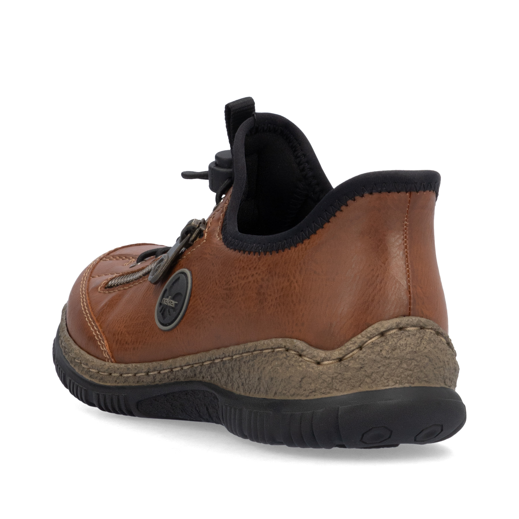 Mocassins Rieker marron pour femme N3267-24 avec option easy in facile. Chaussure vue de l'arrière.