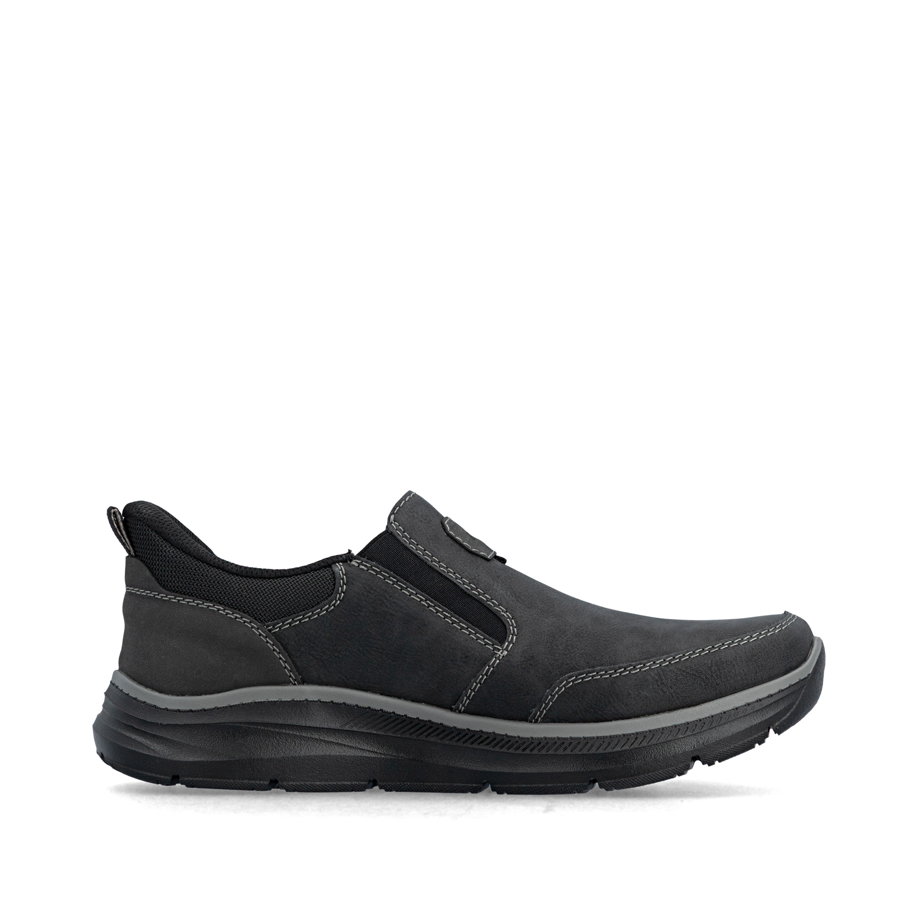 Schwarze Rieker Herren Slipper B1851-00 mit Ready2GO Schnell-Anziehfunktion. Schuh Innenseite.