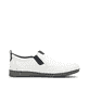 Weiße Rieker Herren Slipper 05450-80 mit einem Elastikeinsatz sowie Extraweite H. Schuh Innenseite.