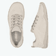 Beige vegane Rieker Damen Schnürschuhe 45222-60, Barfußschuhe mit Einlegesohle. Schuh von oben, liegend.