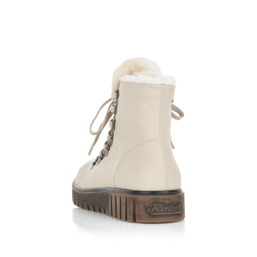 Braunbeige Rieker Damen Stiefeletten Y2594-20 mit Reißverschluss sowie Blockabsatz. Schuh Innenseite