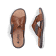 Braune Rieker Herren Pantoletten 25151-24 aus Glattleder mit Klettverschluss. Schuh von oben, liegend.