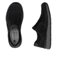 Mocassins Rieker noirs pour homme B9062-00 avec bande élastique. Chaussure vue de dessus, couchée.