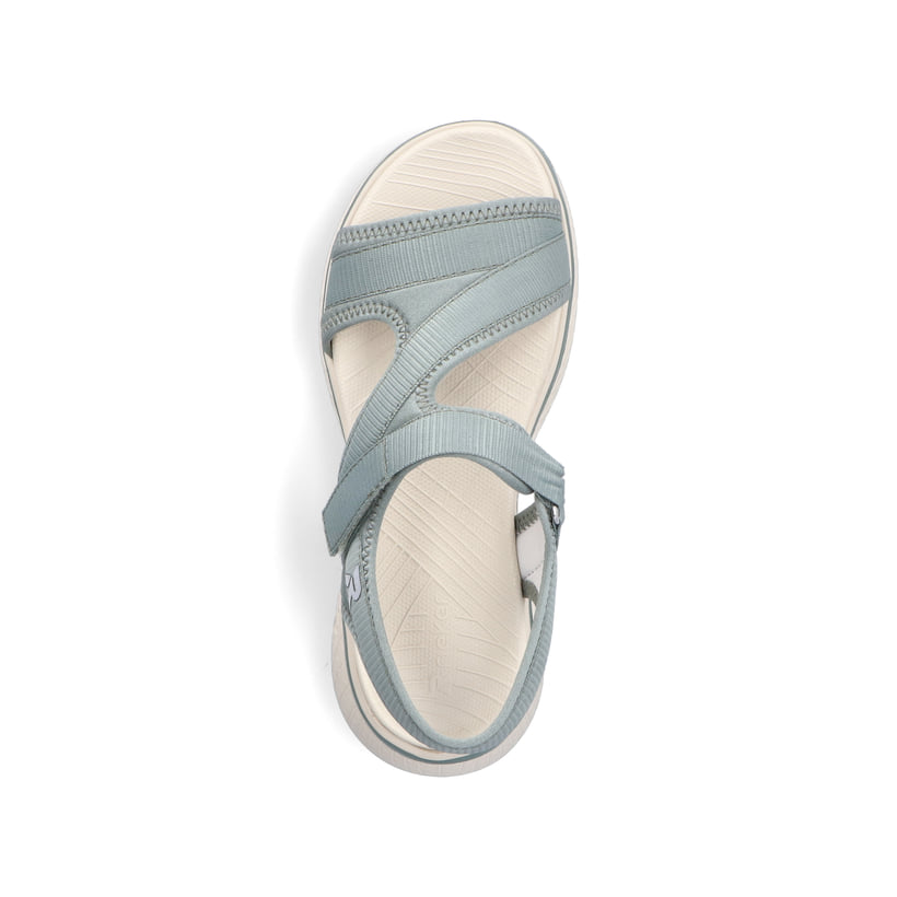 Rieker Sandales De Trekking Femme V2166 - Noires Textile - Semelle EVA Légère - Double Velcro