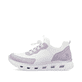 Weiße vegane Rieker Damen Sneaker Low M6067-30 mit einem Gummizug. Schuh Außenseite.