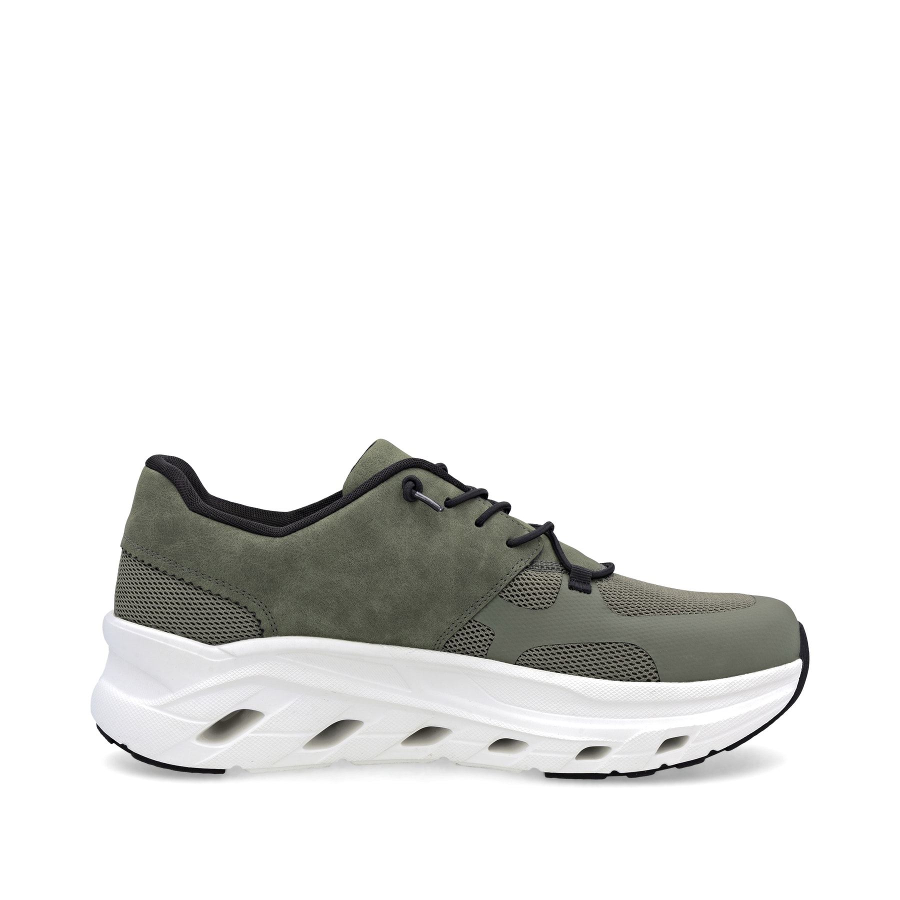 Grüne Rieker Herren Sneaker Low U3500-54 mit Schnürung sowie ultraleichter Sohle. Schuh Innenseite.