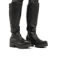 Schwarze Rieker Damen Hochschaftstiefel 74597-00 mit einem Reißverschluss. Schuh am Fuß.