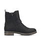 Asphaltschwarze Rieker Damen Kurzstiefel 72252-00 mit Riemen mit Zierschnalle. Schuh Innenseite.