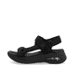Schwarze vegane Rieker Damen Trekkingsandalen W3151-00 mit einem Klettverschluss. Schuh Außenseite.