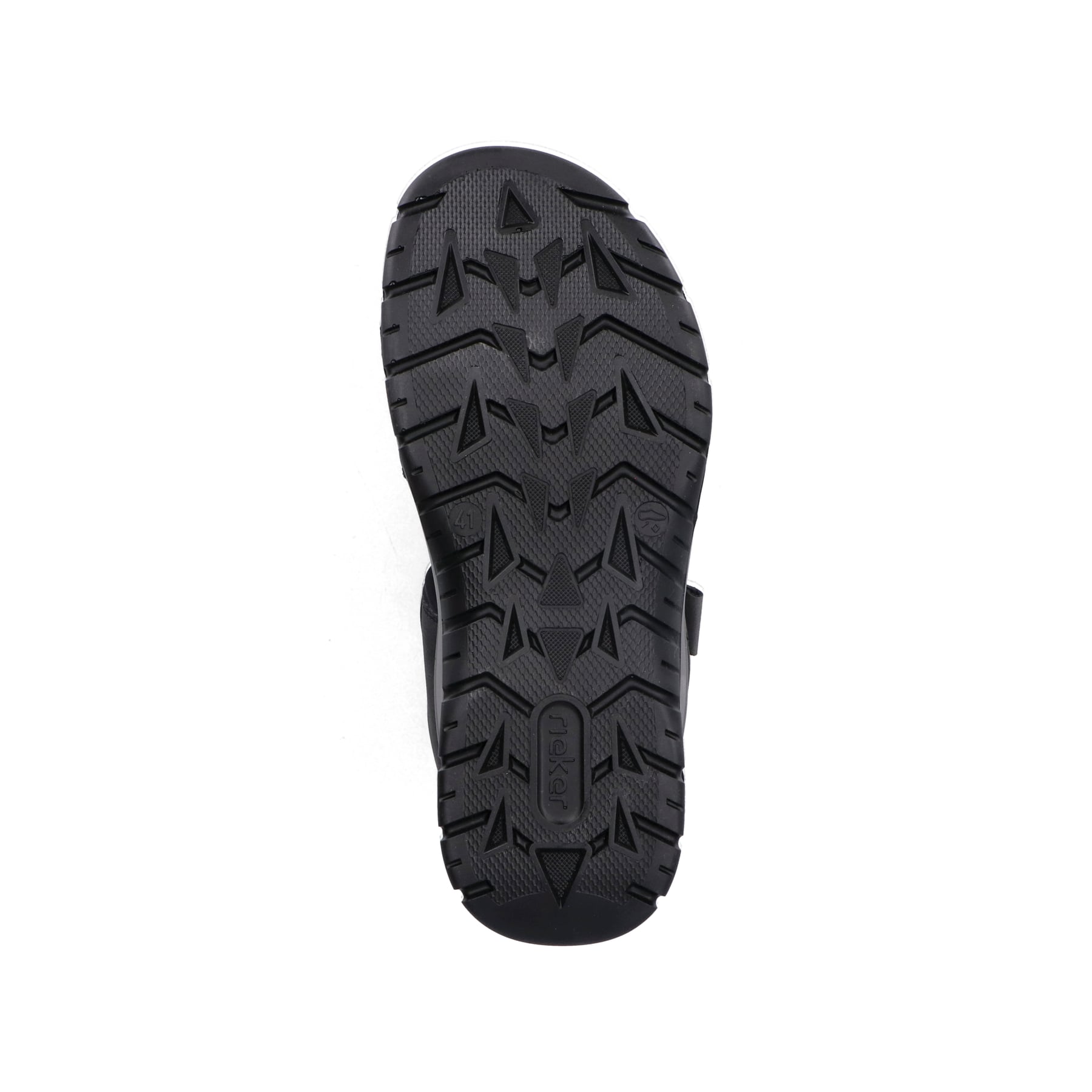 Schwarze Rieker Herren Trekkingsandalen 26952-00 mit einem Klettverschluss. Schuh Laufsohle.