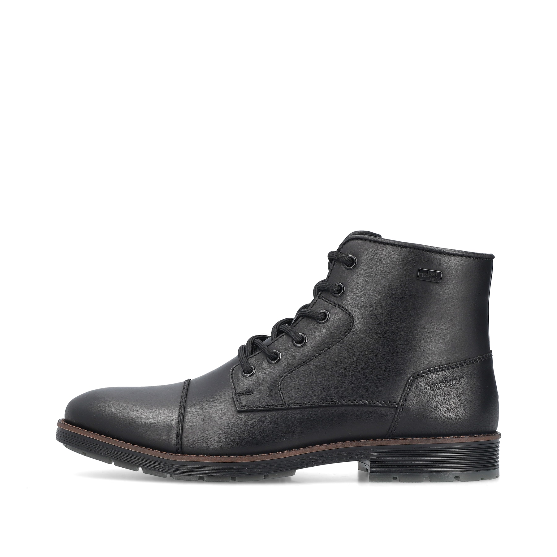 Schwarze Rieker Herren Schnürstiefel F4546-00 aus Glattleder. Schuh Außenseite.