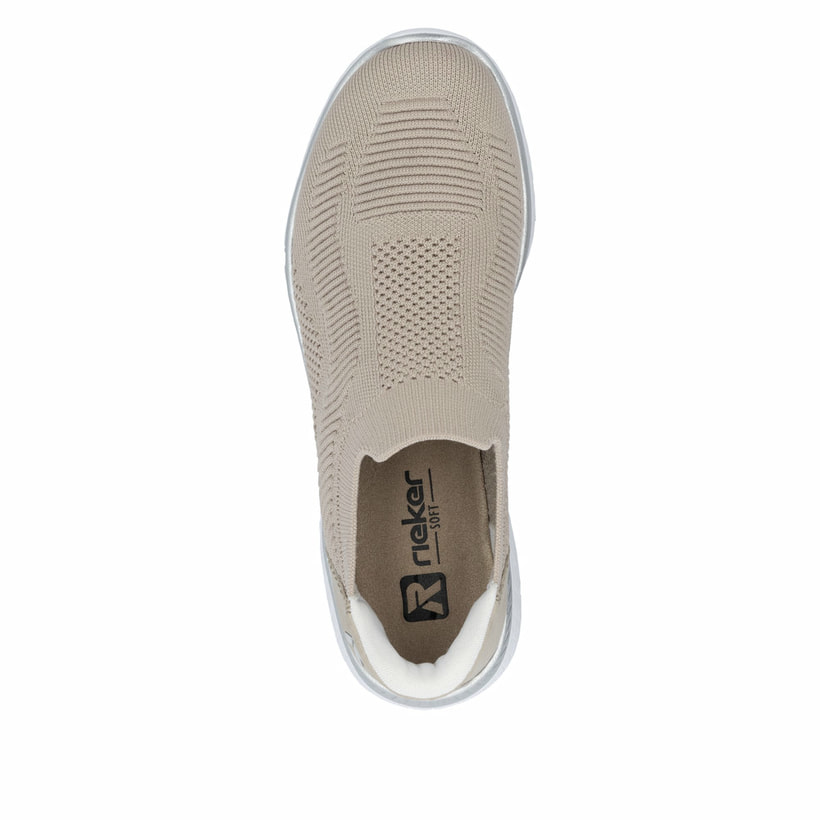 Baskets basses Rieker beiges femme M5072-62 avec option easy in facile. Chaussure vue de dessus.