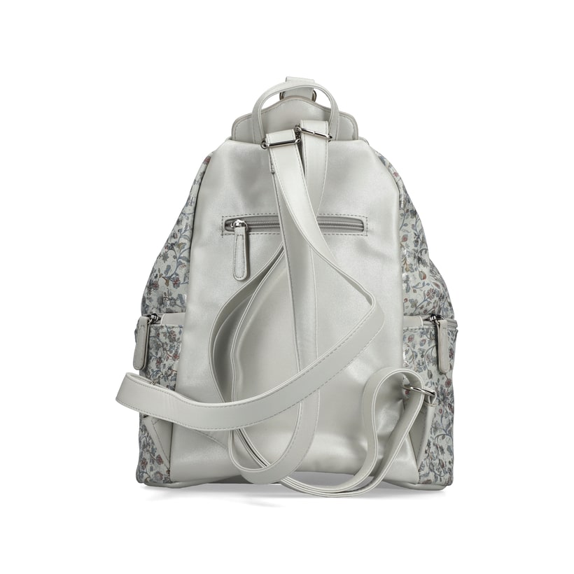 Sac à dos Rieker H1055-93 gris avec fermeture éclair et compartiment arrière. Côté gauche.