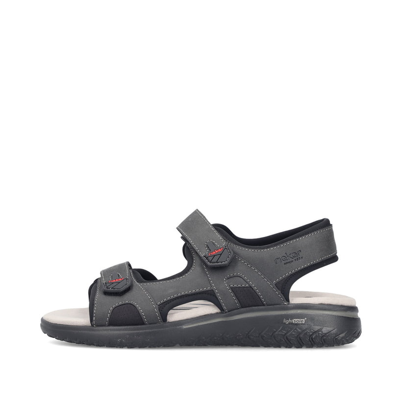 Sandales des randonnée Rieker noires pour homme 26455-00. Côté extérieur de la chaussure.