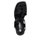 Sandales Rieker noires femme 62685-00 en cuir lisse avec boucle tendance. Chaussure vue de dessus.