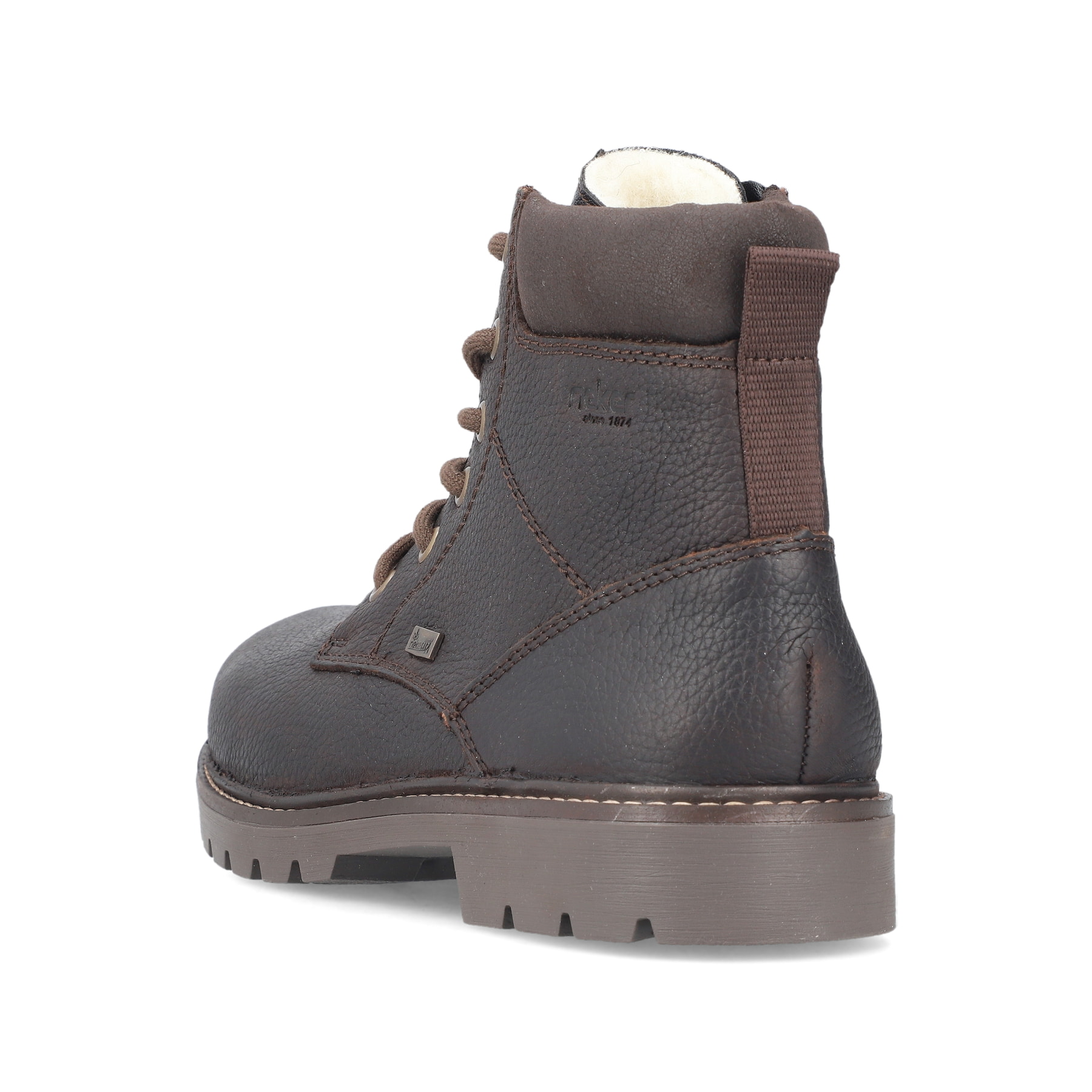 Schwarze Rieker Herren Schnürstiefel 38842-25 mit wasserabweisender TEX-Membran. Schuh von hinten.