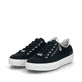 Baskets basses Rieker bleues pour femme L59L1-15 en cuir velours. Chaussures inclinées sur le côté.