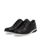 Schwarze Rieker Herren Schnürschuhe 14412-00 aus Glattleder mit Reißverschluss. Schuhpaar seitlich schräg.