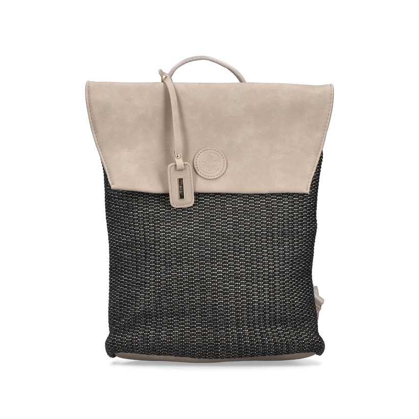Sac à dos Rieker H1386-92 multi avec motif tressé, compartiment pour tablette et beaucoup d'autres compartiments. Face avant.