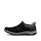 Schwarze Rieker Herren Slipper 03656-00 mit easy Hineinschlüpf-Möglichkeit. Schuh Außenseite.