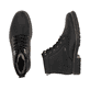 Schwarze Rieker Herren Schnürstiefel 33121-00 mit wasserabweisender TEX-Membran. Schuh von oben, liegend.