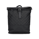 Rieker Rucksack H1550-01 in Schwarz mit praktischem Rolltop, Reißverschluss und Steckschnalle sowie einem 14" Laptopfach. Vorderseite.