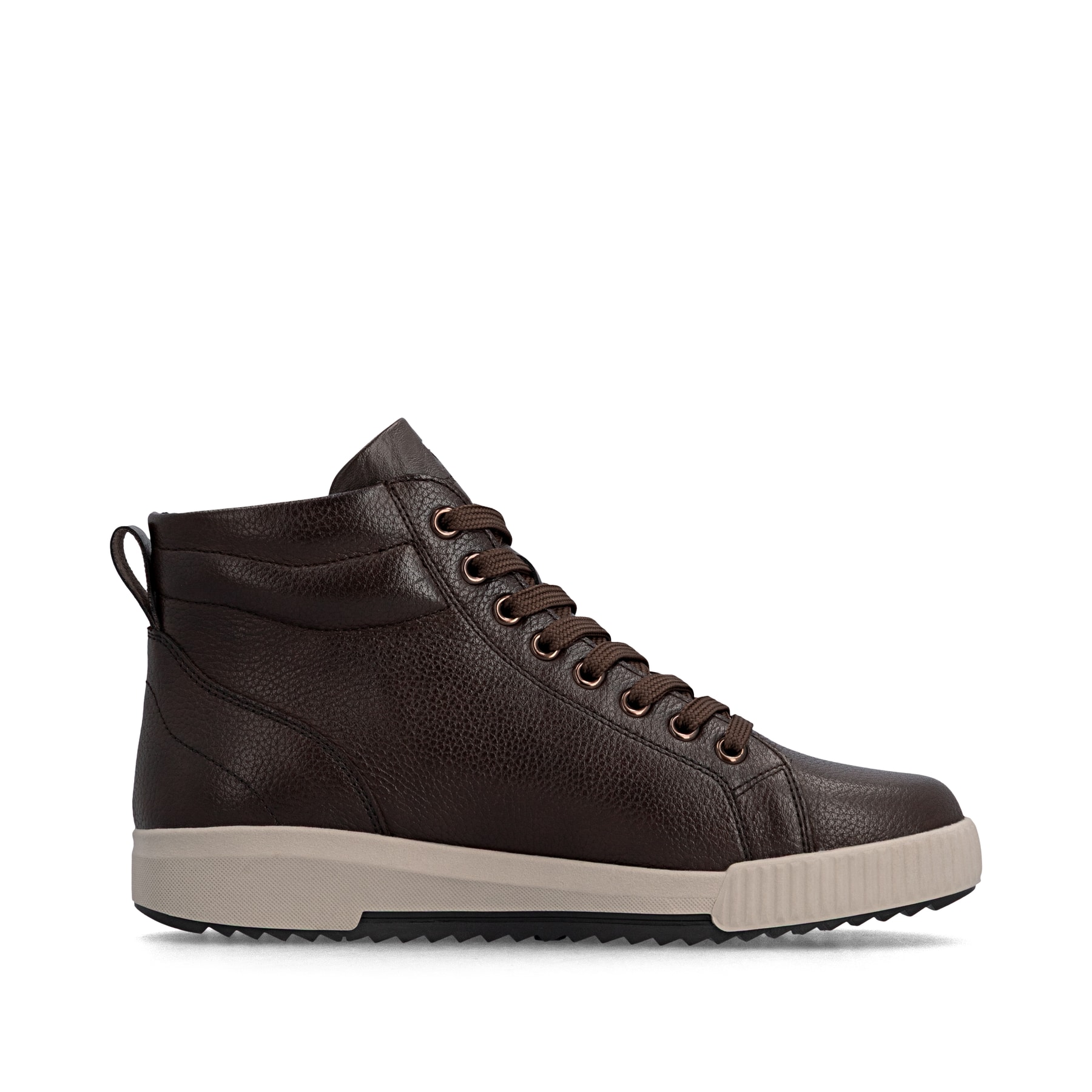 Baskets montantes Rieker marron pour femmes W0164-25 en cuir lisse. Côté intérieur de la chaussure.