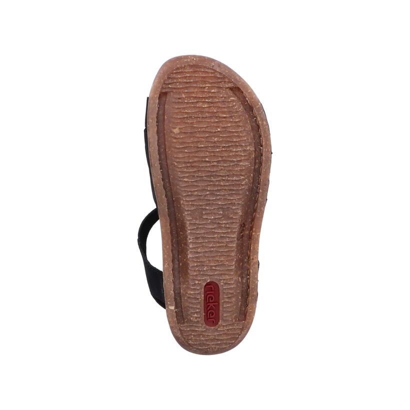 Schwarze Rieker Damen Riemchensandalen 61461-00 mit einem Klettverschluss. Schuh Laufsohle.