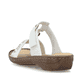 Weiße Rieker Damen Pantoletten 60888-80 mit einem Klettverschluss. Schuh von hinten.