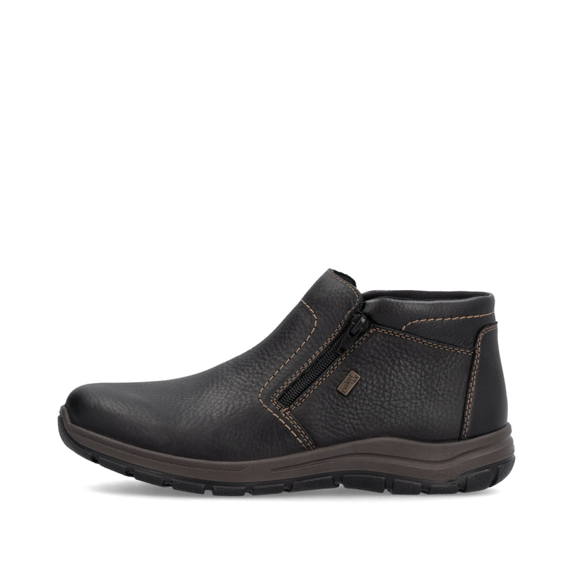 Schwarze Rieker Herren Slipper 03673-00 mit wasserabweisender RiekerTEX-Membran. Schuh Außenseite.