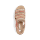 Mehrfarbige Rieker Keilsandaletten V1241-90 mit einem Gummizug. Schuh von oben.