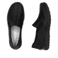 Mocassins Rieker noirs pour femme 48964-00 avec bande élastique. Chaussure vue de dessus, couchée.