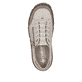 Beige Rieker Damen Slipper L0355-61 aus Glattleder mit eleganten Zierlochungen. Schuh von oben.