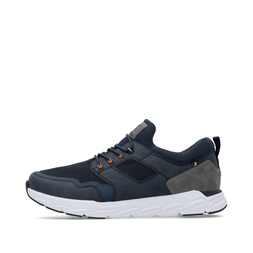 Blaue Rieker Herren Sneaker Low 09102-14 mit einem Gummizug. Schuh Außenseite.