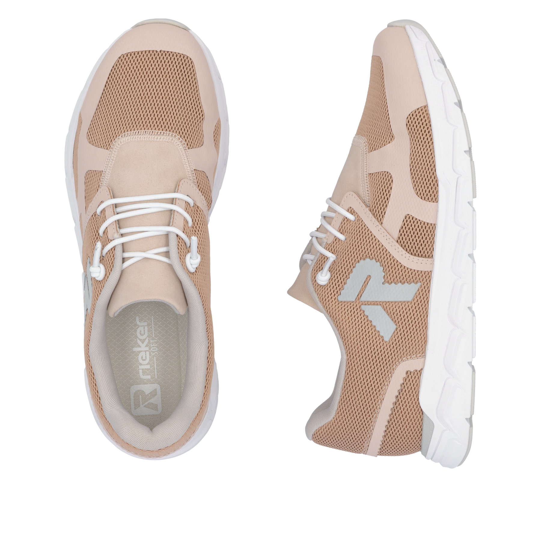 Rosane Rieker Damen Sneaker Low M9000-31 mit einer Gummischnürung. Schuh von oben, liegend.