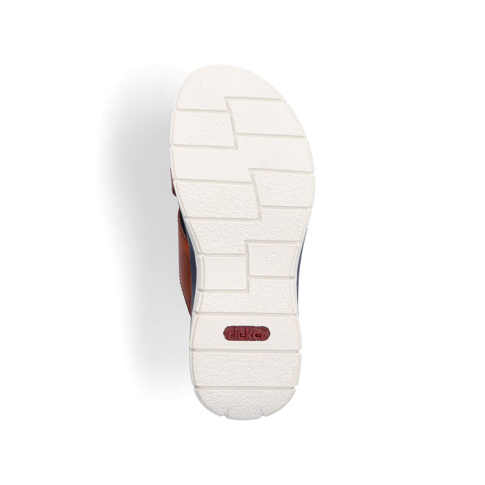 Braune Rieker Herren Pantoletten 25186-24 mit der Komfortweite G 1/2. Schuh Laufsohle.