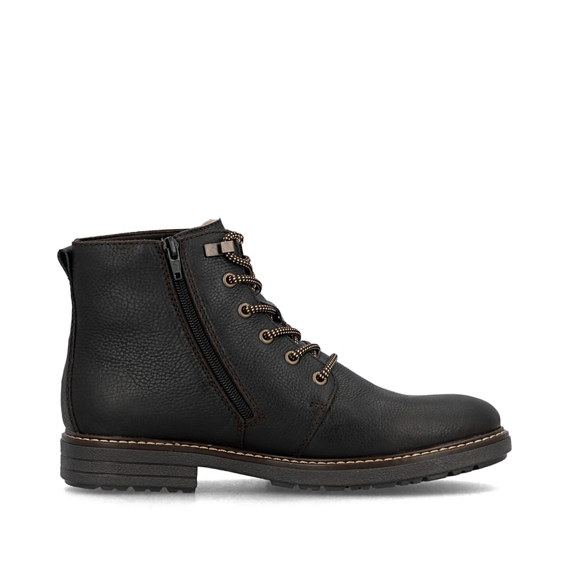 Kaffeebraune Rieker Herren Schnürstiefel 33121-25 mit Schnürung und Reißverschluss. Schuh Innenseite