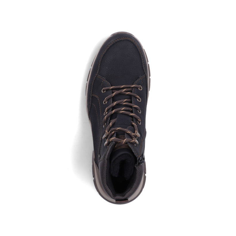 Schwarze Rieker Herren Schnürstiefel 30212-00 mit wasserabweisender TEX-Membran. Schuh von oben.
